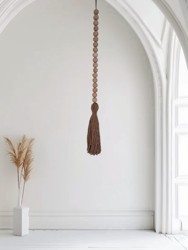 Suspension perles de bois