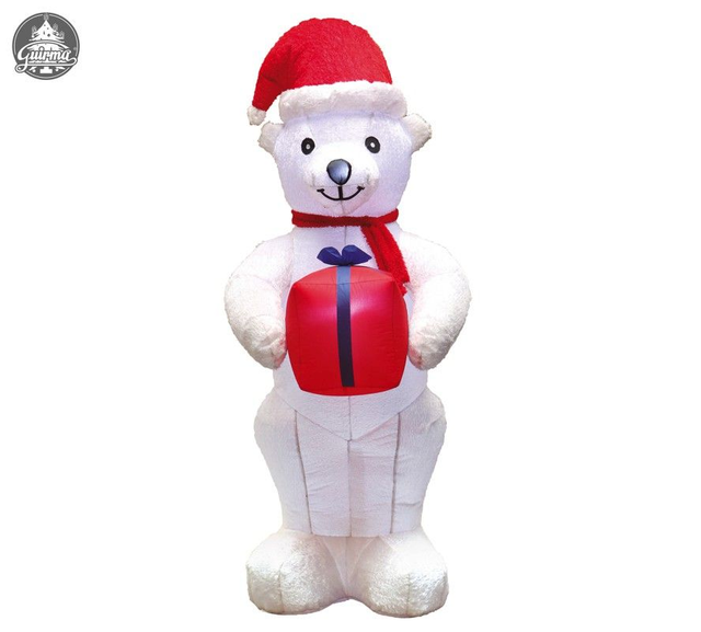 NATALE , ADDOBBO ORSO POLARE CM 210 GONFIABILE IN PELUSCE 