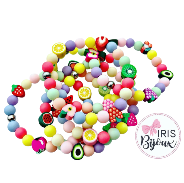 Bracciale elastico Summer con perline e fruttini 