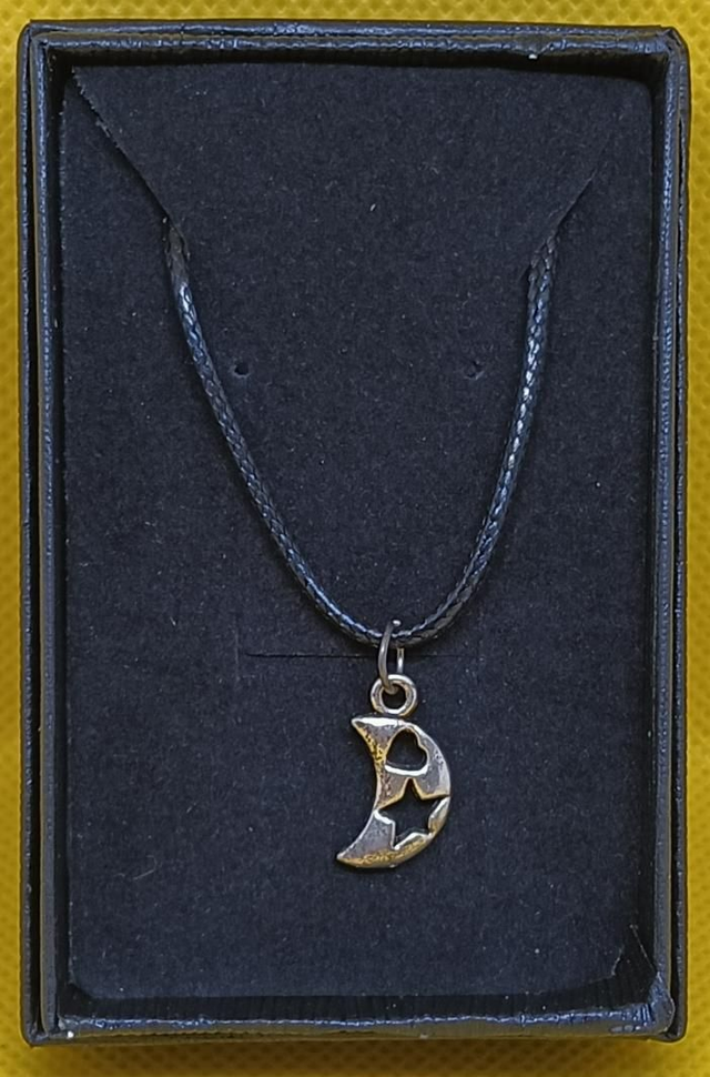 Small Tibetan Silver Crescent Moon Pendant Necklace.