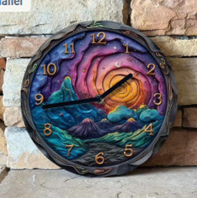 Vintage metalen klok noorderlicht (20cm diameter)