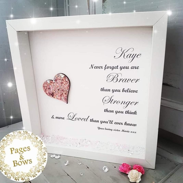 Braver, stronger, loved personalised heart frame | Motivation, affirmation, positivity gift | Gift for her  (1)
