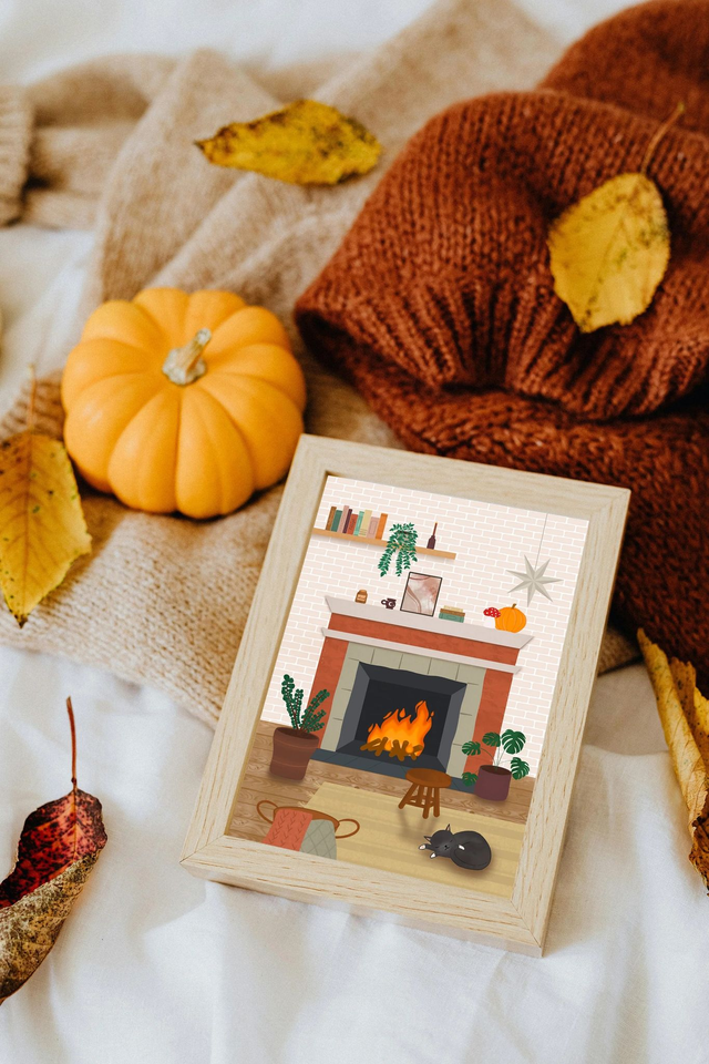 Intérieur cosy - Cheminée Carte