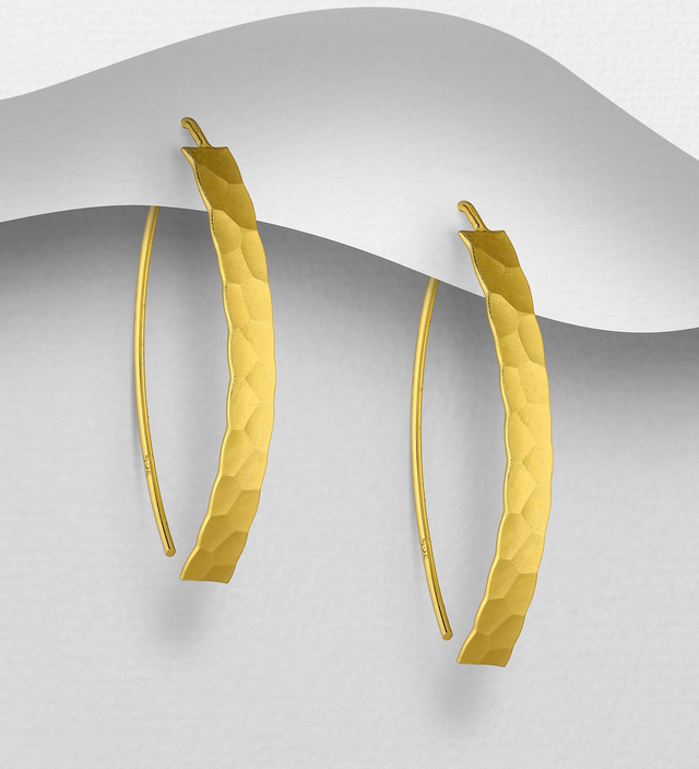 Gold Hammered Drop Earrings