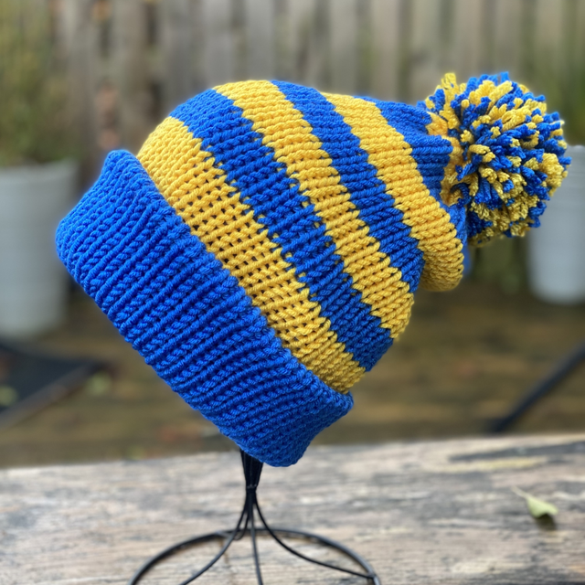 Funky Chunky Beanies Bobble Hat – Bluebell Blaze – Handmade in Scotland