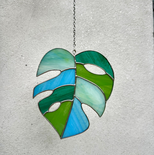 Feuille de Monstera (verte et bleue)