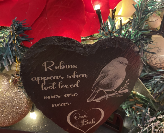 Festive Robin Personalised Heart 
