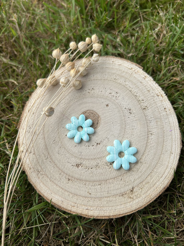 Pampilles garance zebrage bleu et blanc 