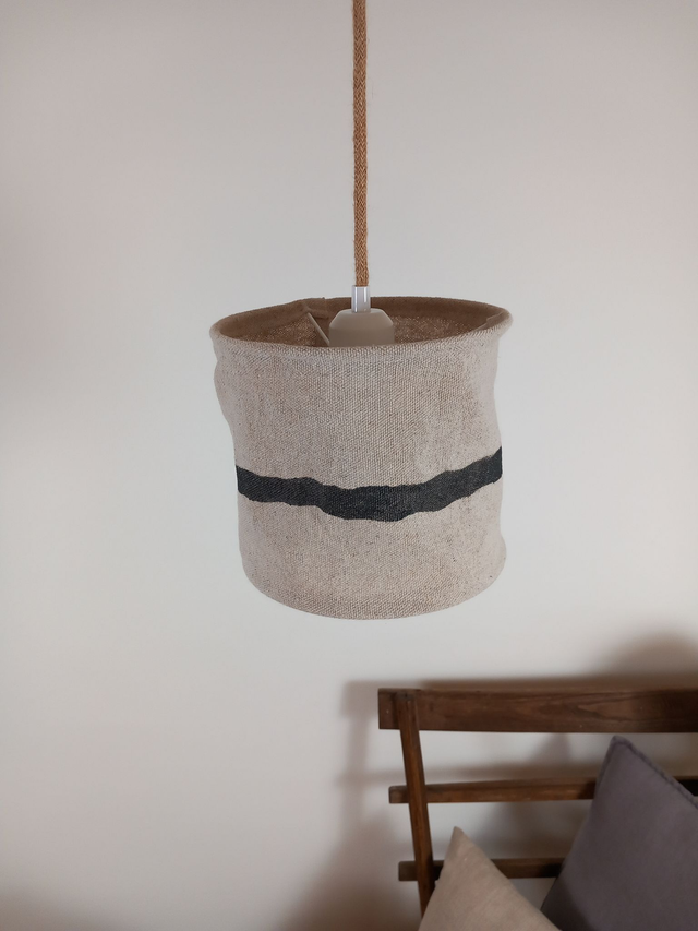 Abat-jour en chanvre peint à la main- suspension baladeuse diamètre 20 cm