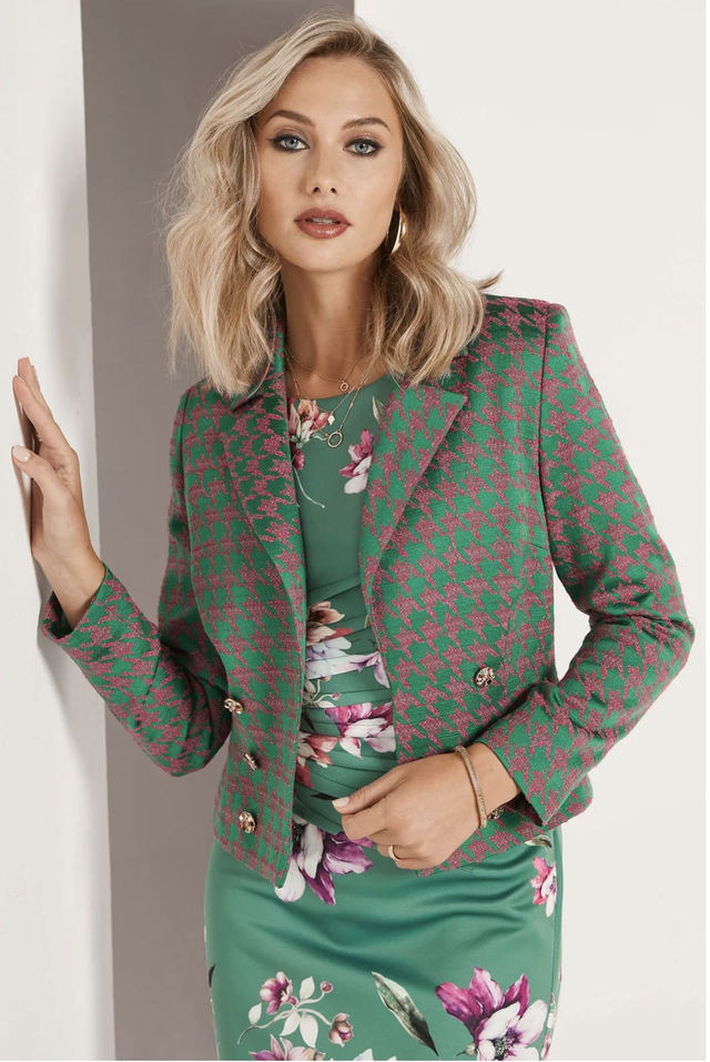Tia Emerald Green &amp; Fuchsia Pink Jacket