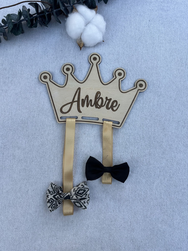 Présentoir à Barrettes en Bois - Couronne Personnalisée 👑✨