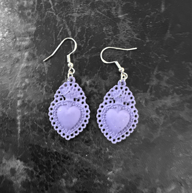 Orecchini cuore sacro viola