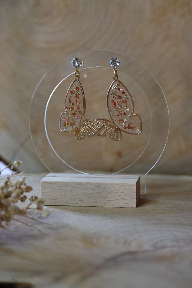 🦋Papill’Or 🦋Boucles d’oreilles en Résine UV - Bronze ✨