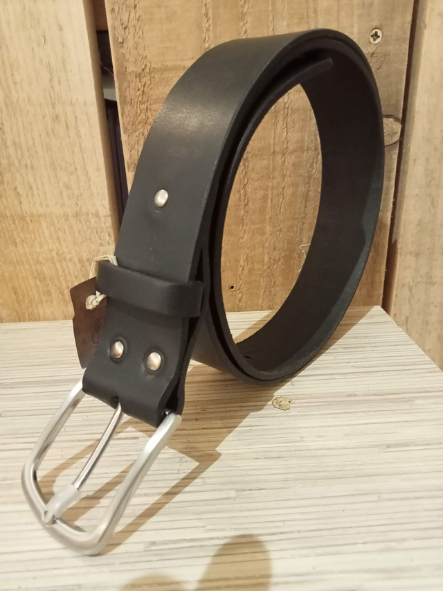 Ceinture unisexe - Boucle métal brossé argenté - Taille 42