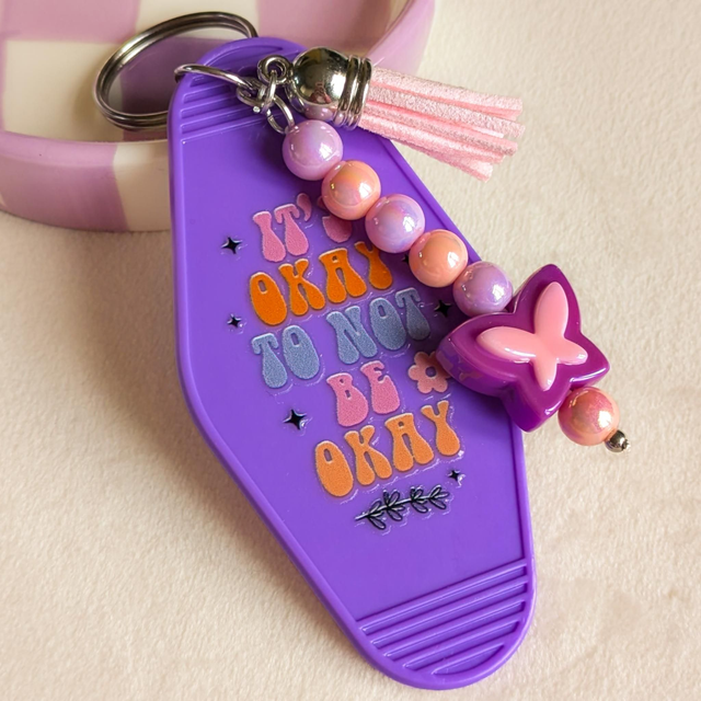 'Its Okay Not To Be Okay' - Keyring (Purple)