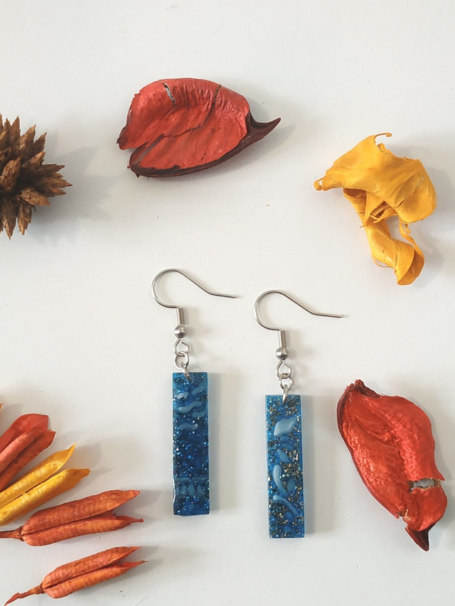 Boucles d'oreilles chinois bleu étoilé