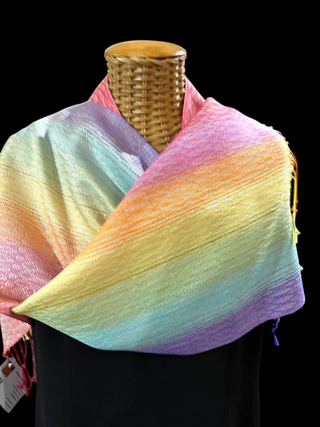 Blend of colour : handwoven silk scarf