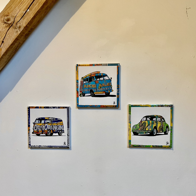 Lot de 3 tableaux vw vintages 20x20 cm
