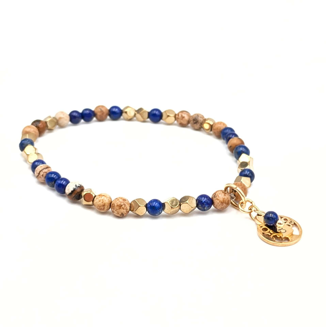 ✨ Bracelet Lapis Lazuli &amp; Jaspe Paysage – Sagesse &amp; Ancrage en Douceur