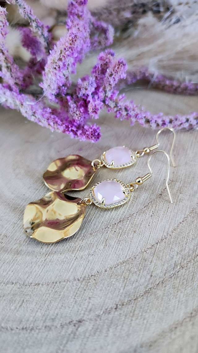 Boucles d'oreilles "Éclat" Quartz rose