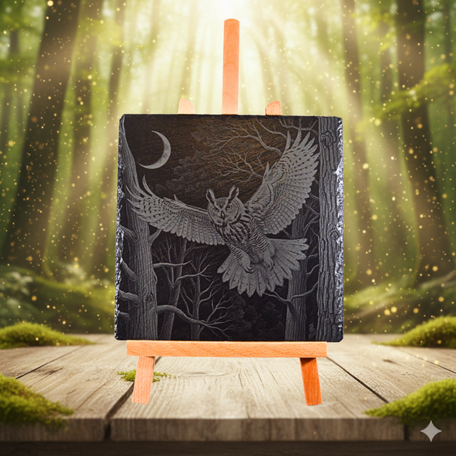 Hiboux Ardoise 25x25cm