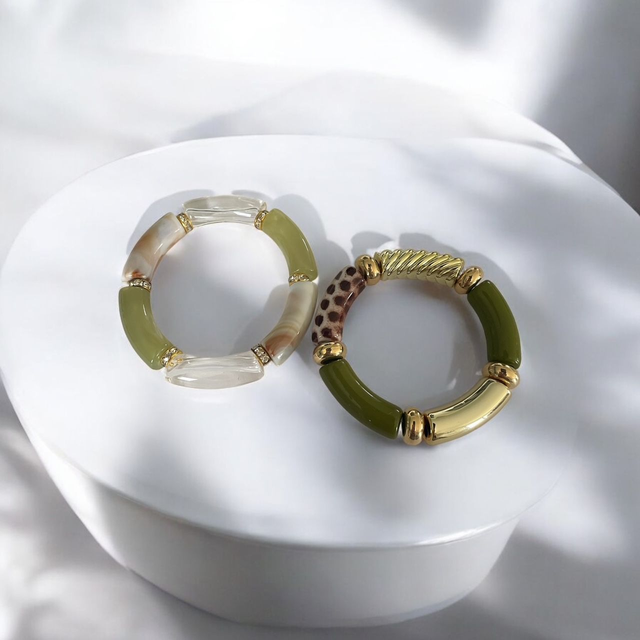 Bracelets acryliques olive