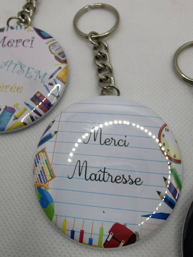 Porte clé remerciement Maîtresse, Maître, Nounou et ATSEM