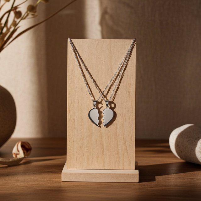 Koppelhanger Breekbaar Hart – Set van Twee Zilverkleurige Kettingen voor Liefde &amp; Vriendschap