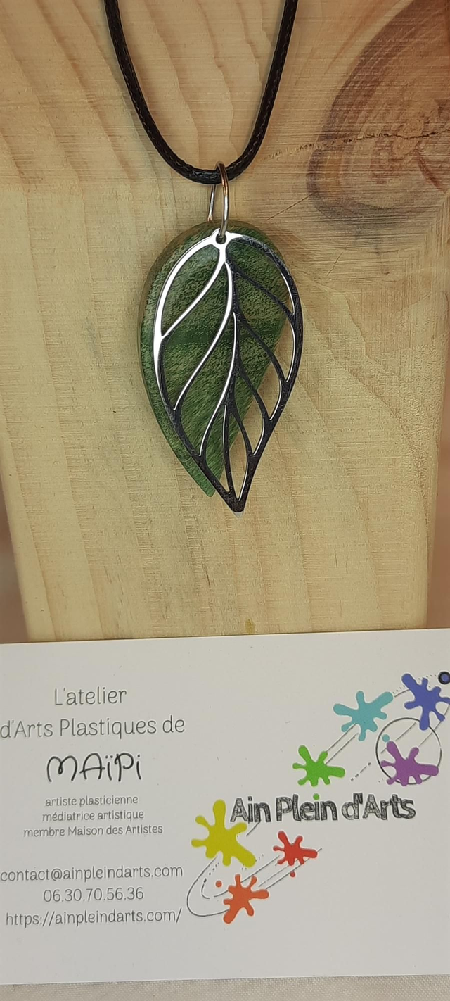 Collier bouleau vert feuille