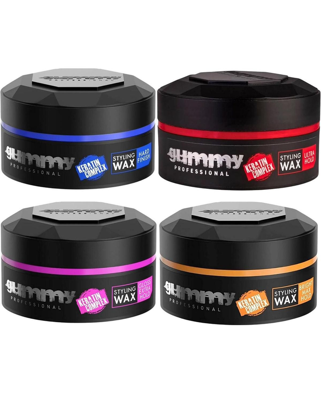Lot de 4 Cire Gummy 150ML / Hard Finish , Gloss Extra Hold , Ultra Hold , Bright Max Hold )