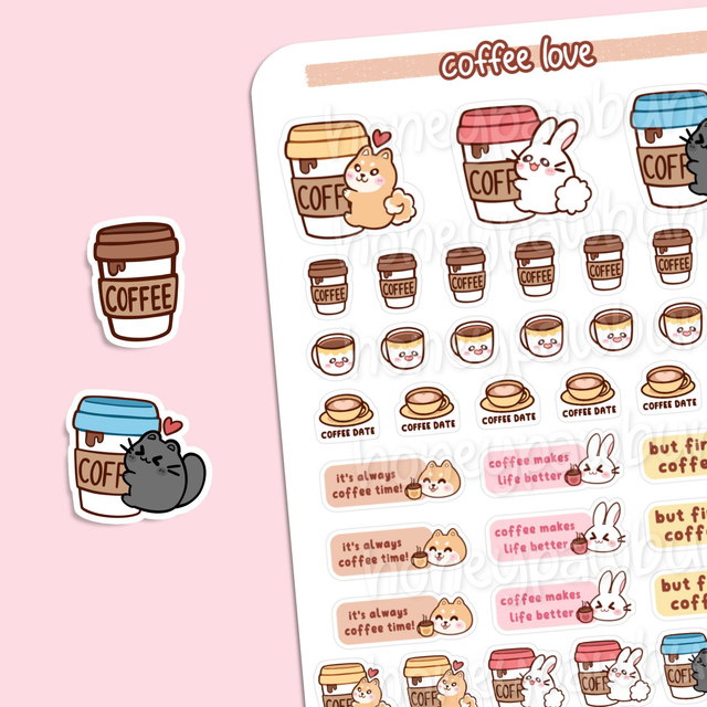 Kaffee Liebe Sticker Sheet - ST2220