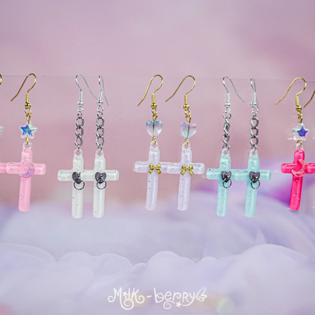 Boucles d'Oreilles Glitter Cross
