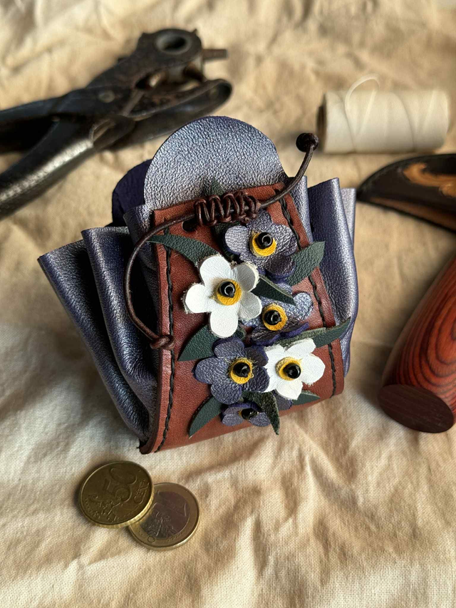 Bourse petites fleurs - violet