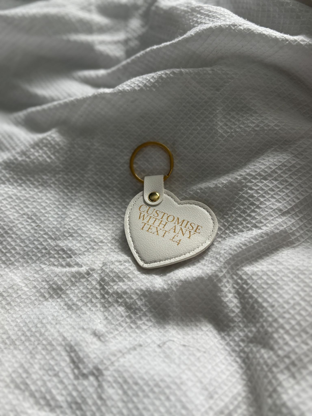 Personalised Heart Faux Leather Keyring