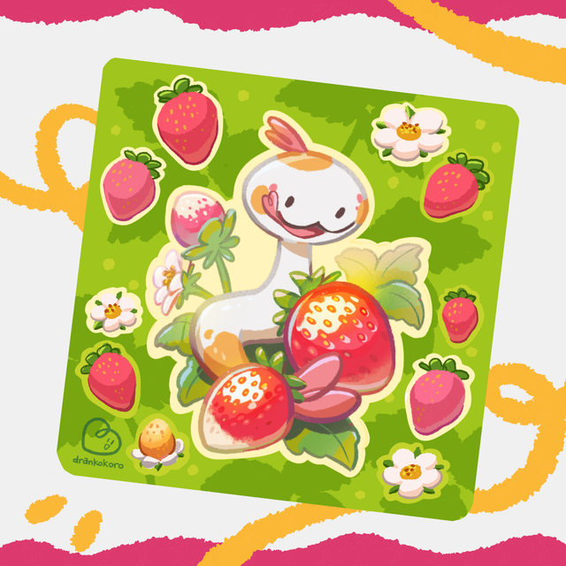 Mini sticker sheet Ebihebi loves strawberries!