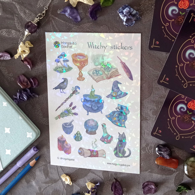 Stickers holographiques – Magie &amp; Potions | Illustrations artisanales peintes à la main