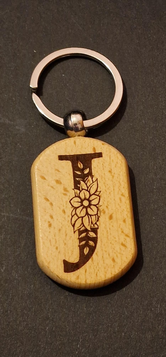 Wooden chunky key chain Letter J