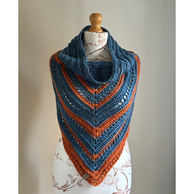 Orange &amp; blue cowl neck wild oleander scarf 