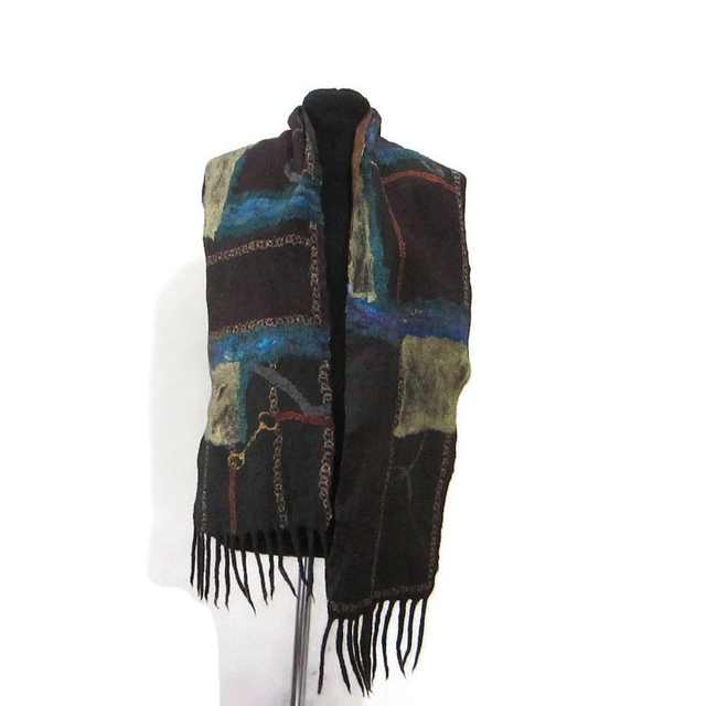 Sciarpa lungo morbido caldo Sciarpa uomo feltro marrone lana merino seta Sciarpa infeltrita Sciarpa fatta a mano Regalo unico per lui