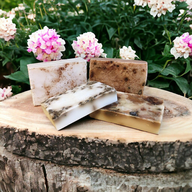 Soaps base with shea butter &amp; essential oil- A bundle of 4 soaps (rose, orange, coco and lavender) with essential oil- SLS FREE