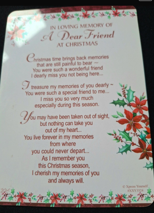 Christmas Verse Graveside, Memorial, Funeral, Remembrance, Cemetery Cards.