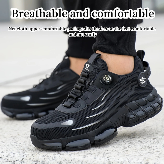 Men's Breathable Hiking Sneakers with Rotating Button Closure