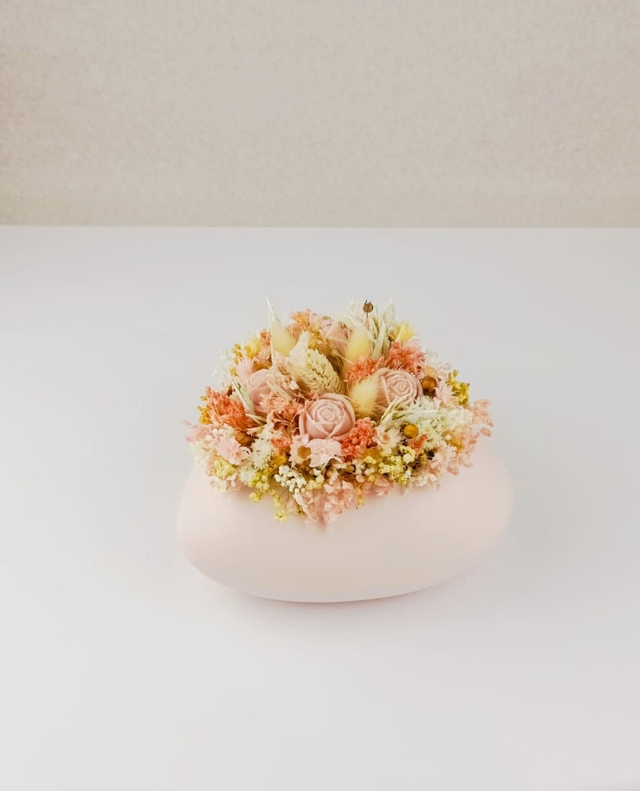 Coração Pequeno Rosa Cerâmica Floral