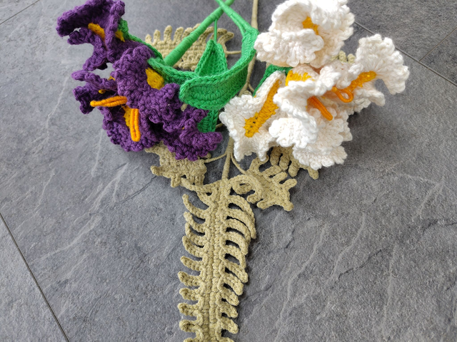 crochet crafts - Hand-Crocheted Cotton Iris Bloom (Made to order - allow 3 weeks craft time)