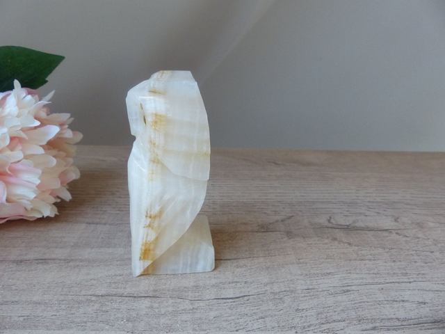 Rare et Ancien Sculpture Figurine Chouette Hibou en Onyx Véritable Fait en Italie Vintage, Hibou Artisanat d'Art en Pierre Hibou collection