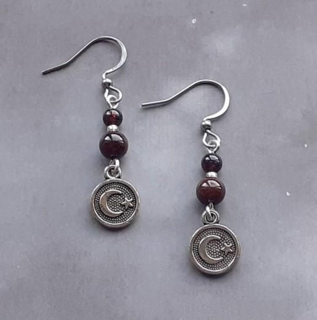 Garnet Moon Earrings 