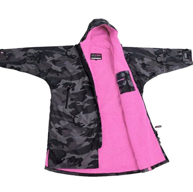 Dryrobe Black Camo Pink - Long Sleeve Changing Robe