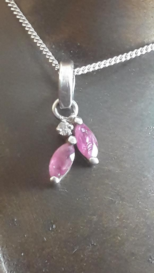 Pendentif rubis, zirconium, argent 925