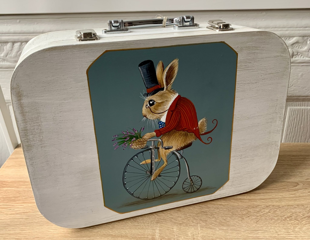Boite de rangement en bois "Lapin en balade"