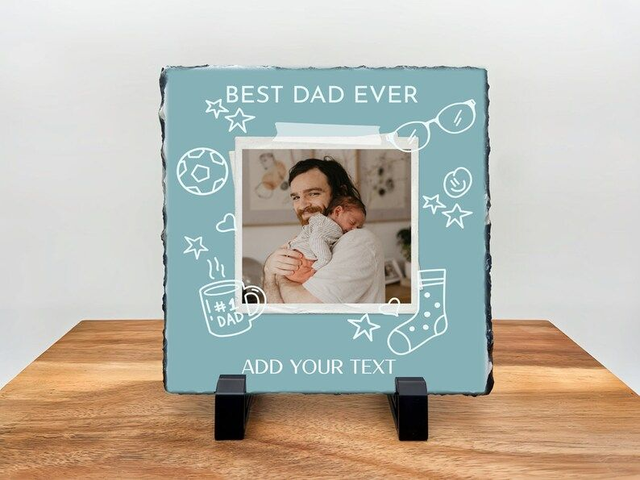 Personalised Slate Tile - Custom Rock Slate - Best Dad